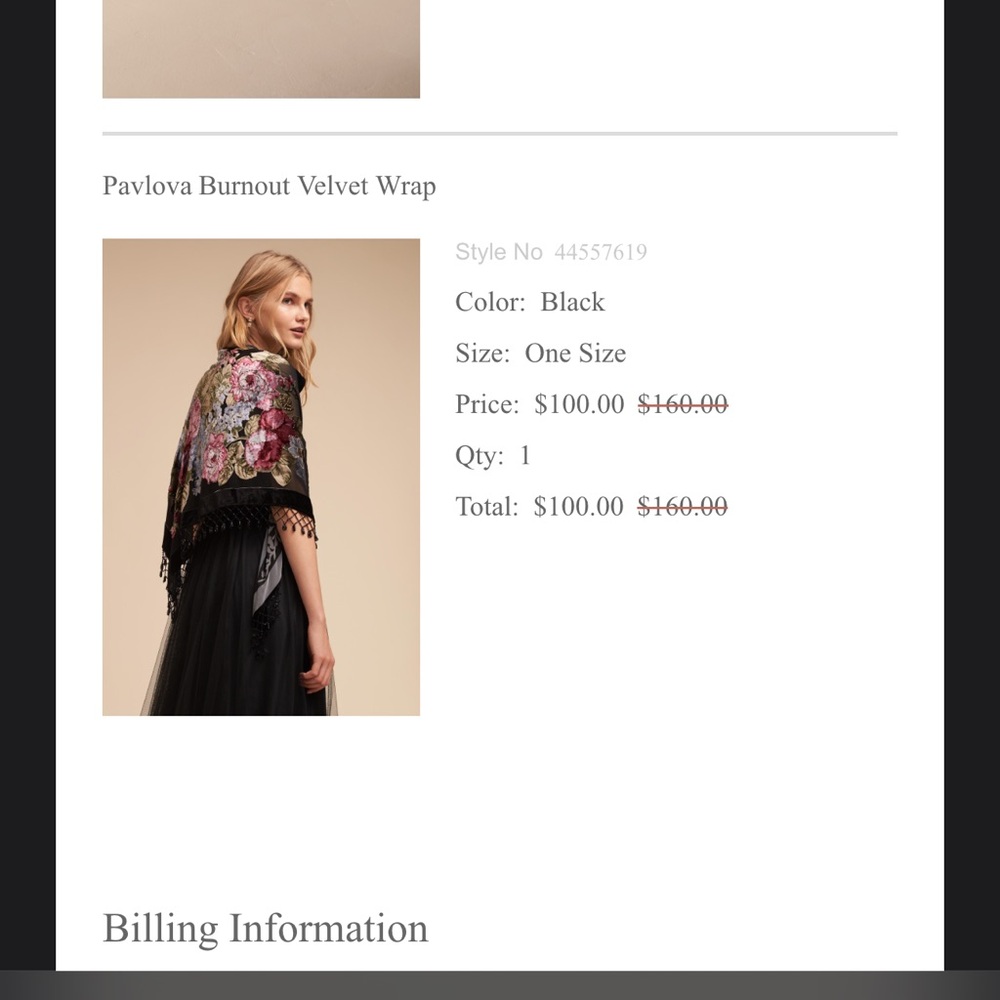 Anthropologie Wedding/BHLDN Pavlova Butnout Velvet Wrap - Picture 7 of 11